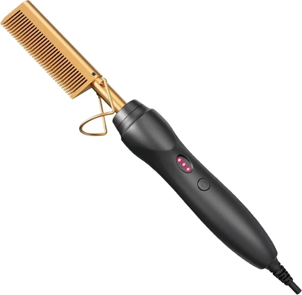 Hot Comb Hair Straightener Heat Pressing Combs - Ceramic Electric 1 Gold