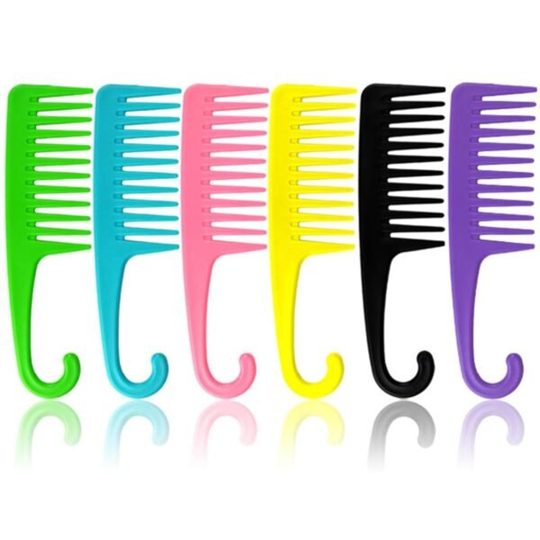 Wide-Tooth Detangler Comb with a Hook Handle